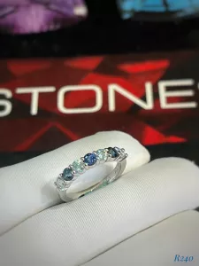 NHẪN BẠC 92.5 MOISSANITE + SAPPHIRE TỰ NHIÊN