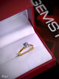 NHẪN BẠC 92.5 XI VÀNG ĐÁ TANZANITE TỰ NHIÊN