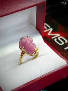 NHẪN BẠC 92.5 XI VÀNG TỲ HƯU RUBY NAM PHI TỰ NHIÊN