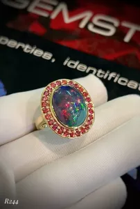 NHẪN BẠC 92.5 XI VÀNG OPAL KẾT SAPPHIRE TỰ NHIÊN