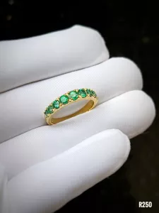 NHẪN BẠC 92.5 XI VÀNG EMERALD-NGỌC LỤC BẢO TỰ NHIÊN