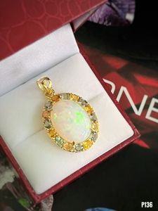 MẶT DÂY BẠC XI OPAL KẾT SAPPHIRE TỰ NHIÊN