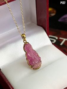 MẶT DÂY BẠC XI PHẬT QUAN ÂM ĐÁ RUBY TỰ NHIÊN
