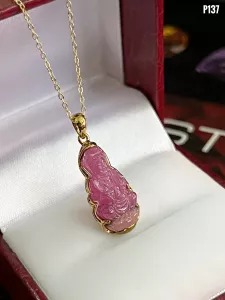 MẶT DÂY BẠC XI PHẬT QUAN ÂM ĐÁ RUBY TỰ NHIÊN