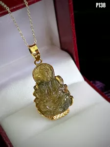 MẶT DÂY BẠC XI PHẬT QUAN ÂM ĐÁ SAPPHIRE TỰ NHIÊN