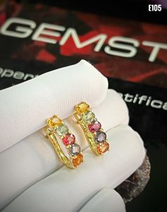 KHUYÊN TAI BẠC XI ĐÁ SAPPHIRE TỰ NHIÊN