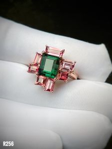 NHẪN BẠC 92.5 XI VÀNG FULL ĐÁ TOURMALINE TỰ NHIÊN