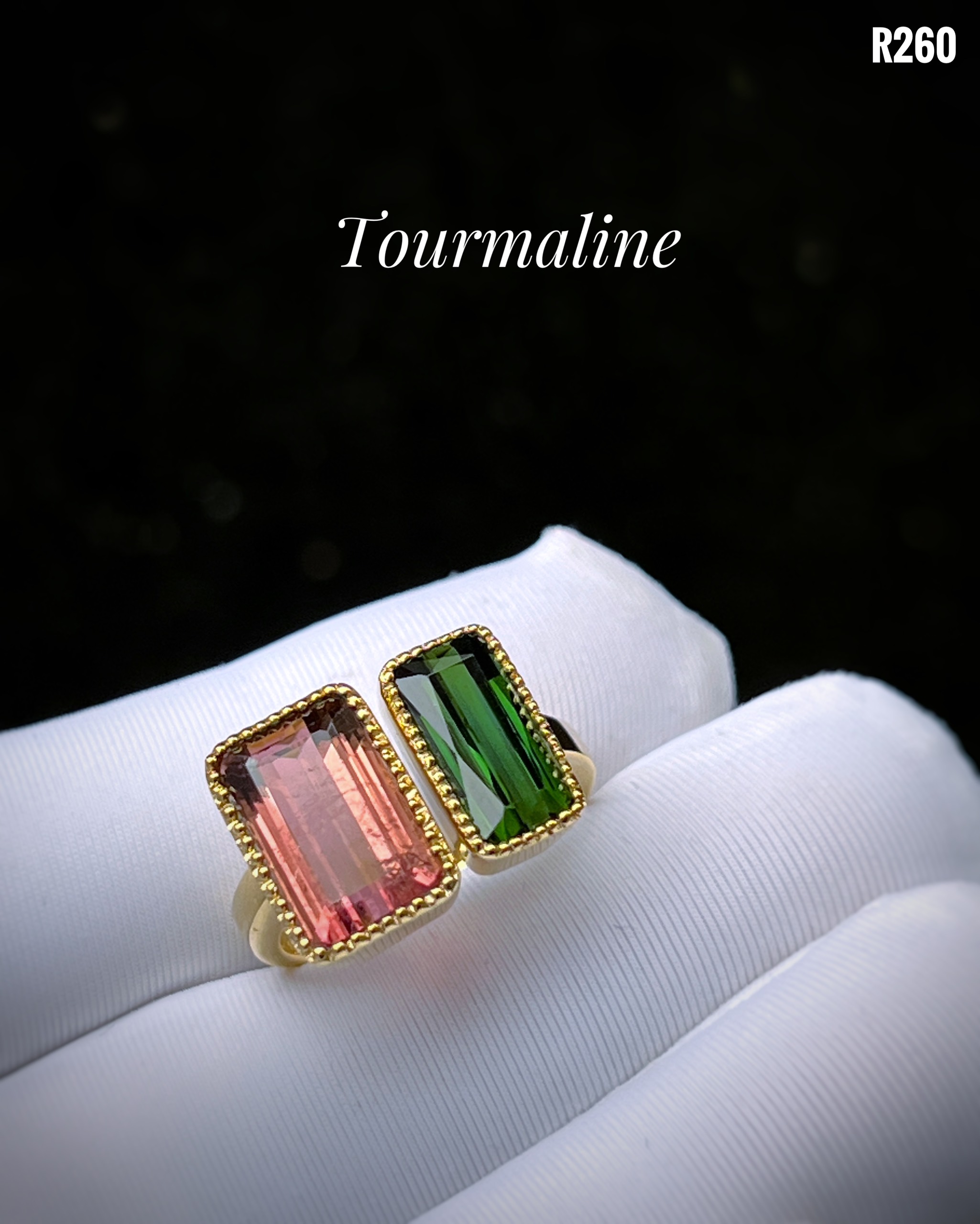 NHẪN BẠC 92.5 XI VÀNG ĐÁ TOURMALINE TỰ NHIÊN