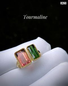 NHẪN BẠC 92.5 XI VÀNG ĐÁ TOURMALINE TỰ NHIÊN
