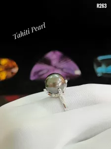 NHẪN BẠC 92.5 XI VÀNG NGỌC TRAI TAHITI TỰ NHIÊN