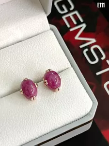 KHUYÊN TAI BẠC XI RUBY NAM PHI TỰ NHIÊN
