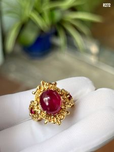 NHẪN  BẠC 92.5 XI VÀNG RUBY NAM PHI TỰ NHIÊN