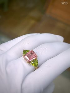 NHẪN BẠC 92.5 XI VÀNG TOURMALINE + PERIDOT TỰ NHIÊN