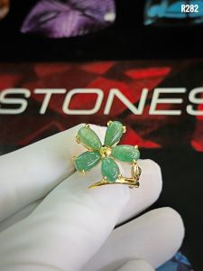 NHẪN BẠC 92.5 XI VÀNG  EMERALD-NGỌC LỤC BẢO TỰ NHIÊN