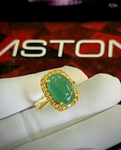 NHẪN BẠC 92.5 XI VÀNG ĐÁ EMERALD - NGỌC LỤC BẢO KẾT SAPPHIRE TỰ NHIÊN