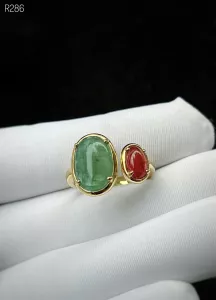 NHẪN BẠC 92.5 XI VÀNG ĐÁ EMERALD - NGỌC LỤC BẢO +RUBY TỰ NHIÊN