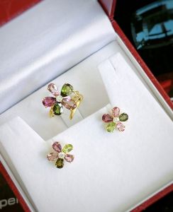 BỘ BẠC 92.5 ĐÁ TOURMALINE TỰ NHIÊN