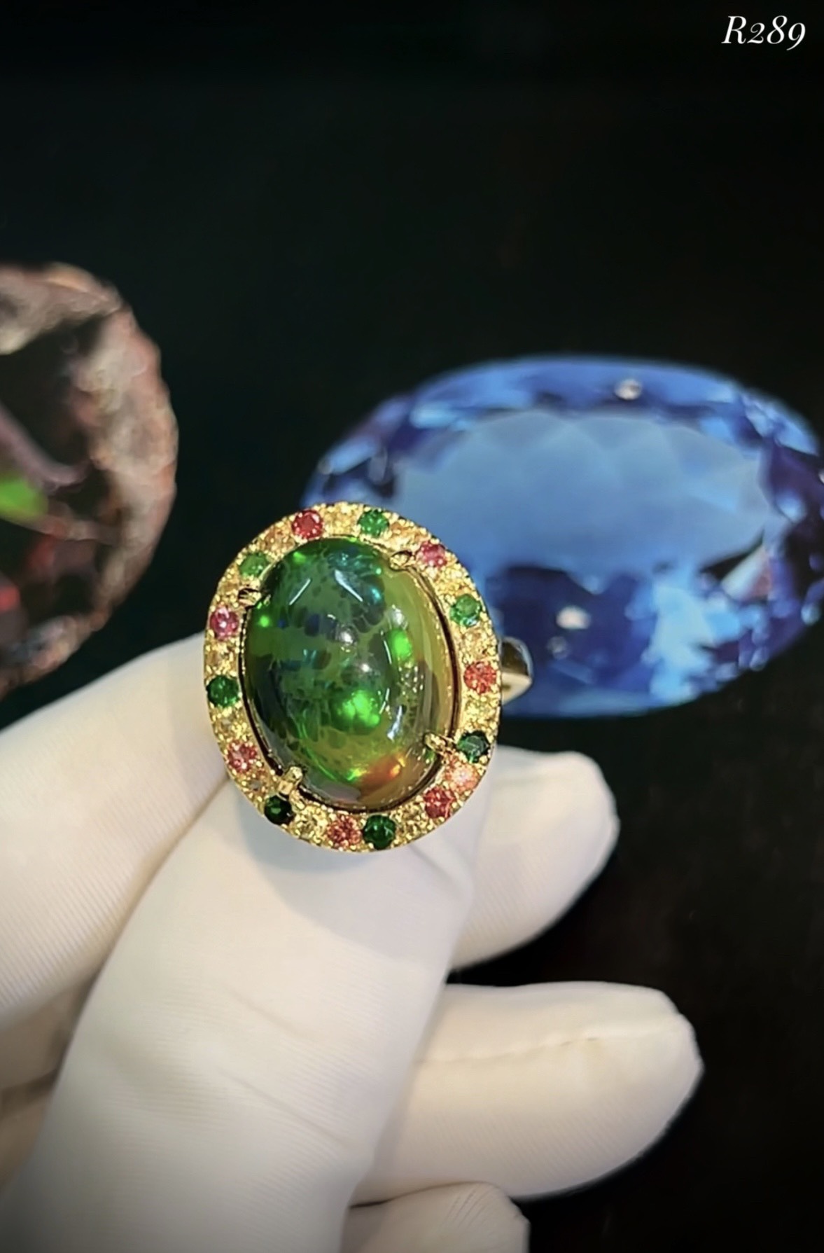 NHẪN BẠC 92.5 XI VÀNG OPAL KẾT ĐÁ SAPPHIRE TỰ NHIÊN