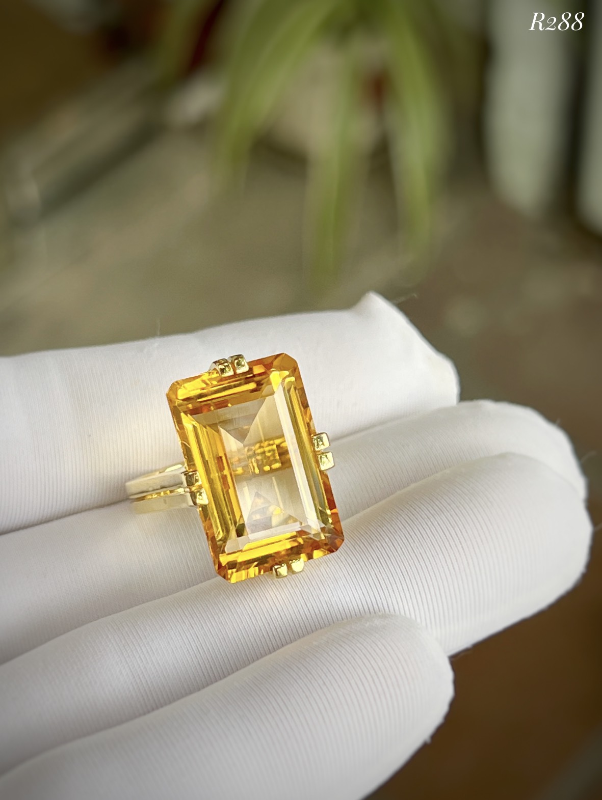 NHẪN BẠC 92.5 XI VÀNG ĐÁ CITRINE TỰ NHIÊN