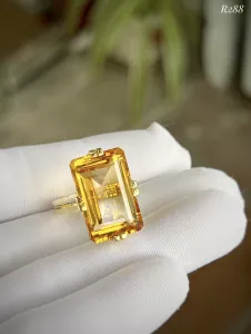 NHẪN BẠC 92.5 XI VÀNG ĐÁ CITRINE TỰ NHIÊN