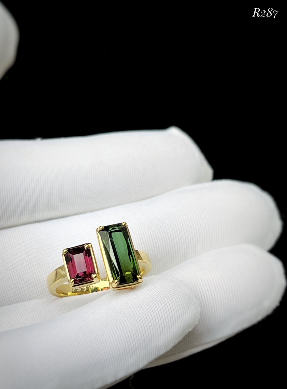 NHẪN BẠC 92.5 XI VÀNG  ĐÁ TOURMALINE TỰ NHIÊN