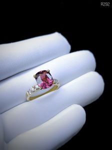 NHẪN BẠC 92.5 XI VÀNG ĐÁ TOURMALINE TỰ NHIÊN