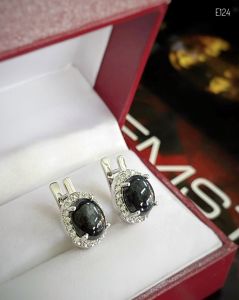 KHUYÊN TAI  BẠC XI  ĐÁ SAPPHIRE TỰ NHIÊN