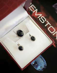 BỘ BẠC 92.5 ĐÁ SAPPHIRE TỰ NHIÊN