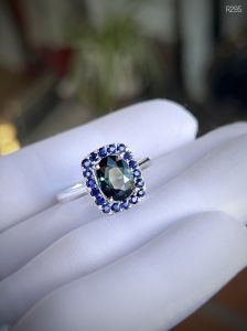 NHẪN BẠC 92.5 FULL ĐÁ SAPPHIRE TỰ NHIÊN