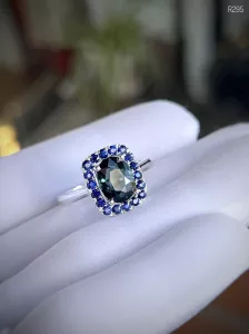 NHẪN BẠC 92.5 FULL ĐÁ SAPPHIRE TỰ NHIÊN