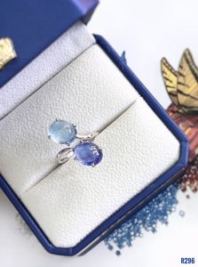 NHẪN BẠC 92.5 ĐÁ TANZANITE+AQUAMARINE TỰ NHIÊN