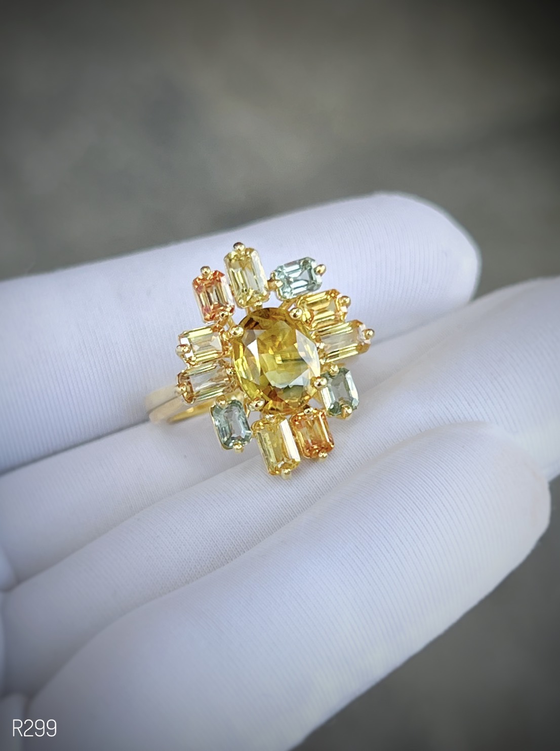 NHẪN BẠC 92.5 XI VÀNG  FUL L ĐÁ SAPPHIRE TỰ NHIÊN