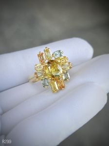 NHẪN BẠC 92.5 XI VÀNG  FUL L ĐÁ SAPPHIRE TỰ NHIÊN