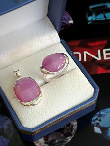 BỘ BẠC 92.5 NHẪN + MẶT DÂY ĐÁ SAPPHIRE TỰ NHIÊN