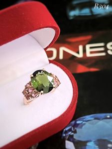 NHẪN BẠC 92.5 XI VÀNG  FULL ĐÁ TOURMALINE TỰ NHIÊN