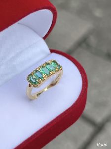 NHẪN BẠC 92.5 XI VÀNG EMERALD-NGỌC LỤC BẢO TỰ NHIÊN