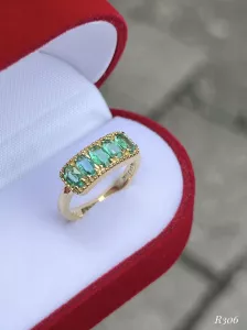 NHẪN BẠC 92.5 XI VÀNG EMERALD-NGỌC LỤC BẢO TỰ NHIÊN