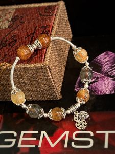 VÒNG TAY CHARM BẠC 92.5 THẠCH ANH TÓC TỰ NHIÊN