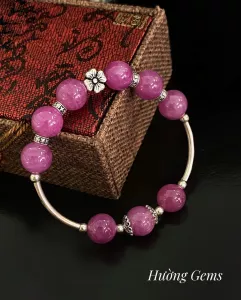 VÒNG TAY RUBY NAM PHI MIX CHARM BẠC 92.5