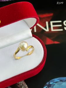 NHẪN BẠC 92.5 XI VÀNG  NGỌC TRAI AKOYA TỰ NHIÊN