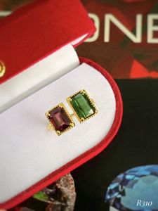 NHẪN BẠC 92.5 XI VÀNG ĐÁ TOURMALINE TỰ NHIÊN