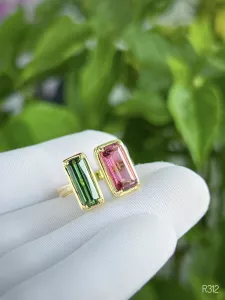 NHẪN BẠC 92.5 XI VÀNG ĐÁ TOURMALINE TỰ NHIÊN