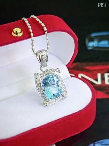 MẶT DÂY BẠC XI ĐÁ BLUE TOPAZ TỰ NHIÊN