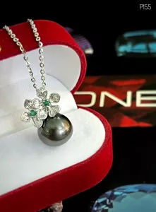 MẶT DÂY BẠC XI NGỌC TRAI TAHITI TỰ NHIÊN