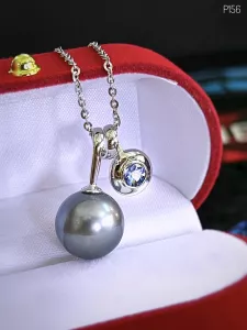 MẶT DÂY BẠC XI NGỌC TRAI TAHITI + TANZANITE TỰ NHIÊN