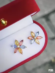 KHUYÊN TAI BẠC XI ĐÁ SAPPHIRE TỰ NHIÊN