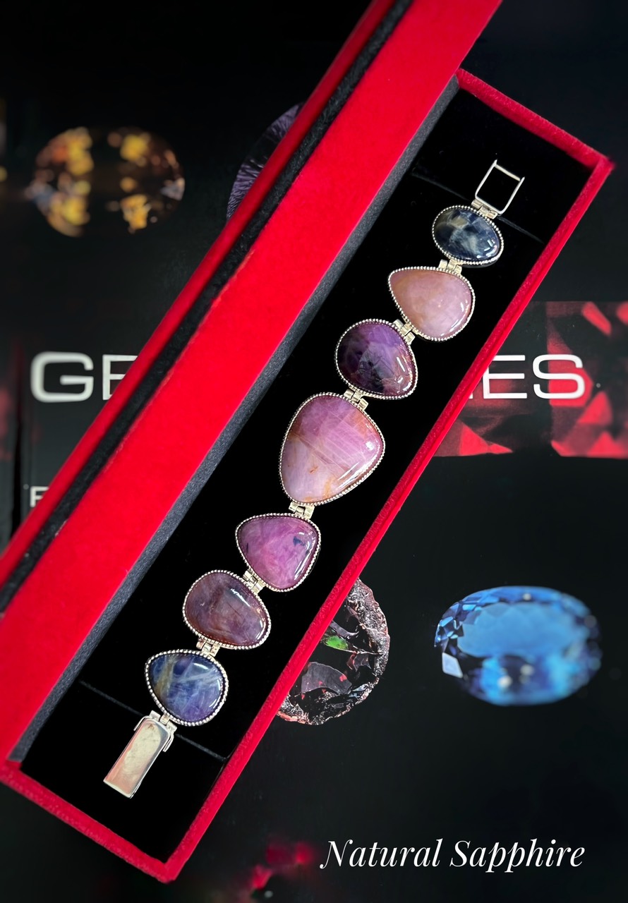 LẮC TAY BẠC ĐÁ RUBY, SAPPHIRE TỰ NHIÊN