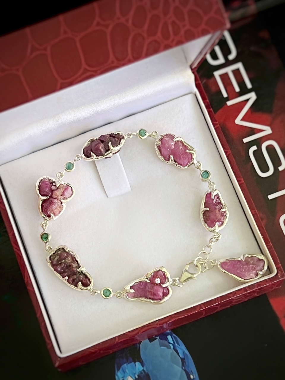 LẮC TAY BẠC 92.5 RUBY THÔ TỰ NHIÊN