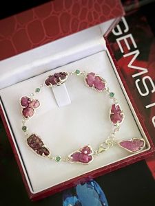 LẮC TAY BẠC 92.5 RUBY THÔ TỰ NHIÊN