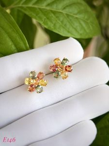 KHUYÊN TAI BẠC XI ĐÁ SAPPHIRE TỰ NHIÊN